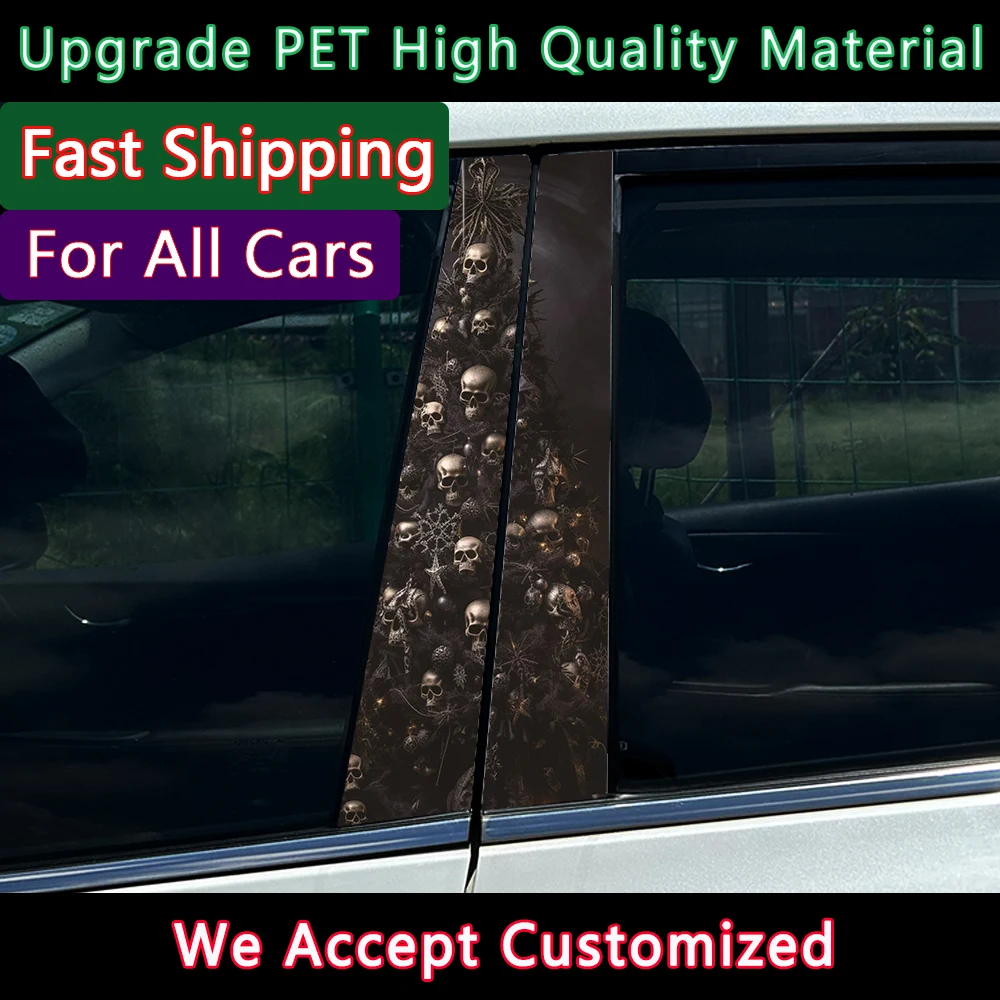 

2 шт., готические наклейки на рождественскую елку, автомобильные наклейки на центральную колонку автомобиля, украшение, царапины, водонепроницаемые наклейки, автомобильная наклейка