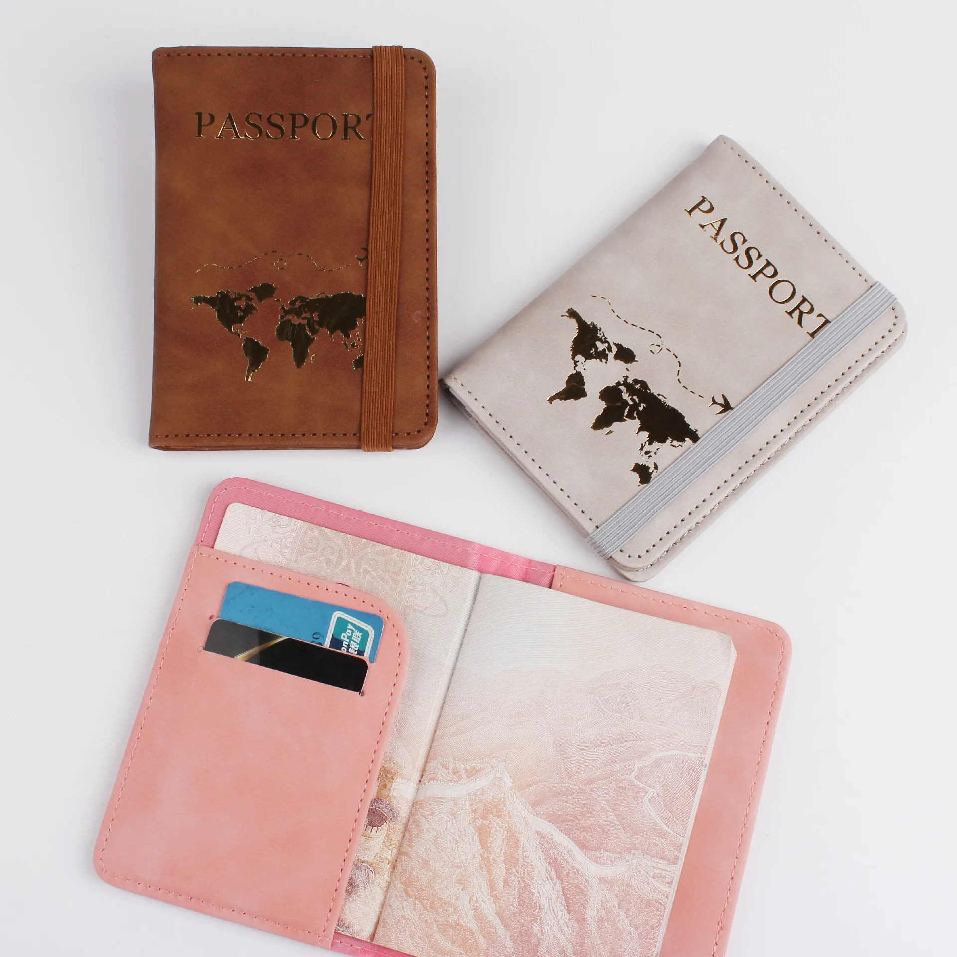 PU Leather Travel Passport Cover Fashion 2023 Women Passport Holder Case for Men Waterproof Travel Document Credit Card Case