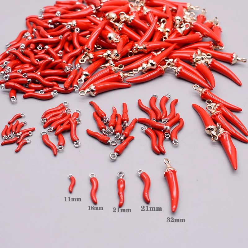 10pcs Mixed Metal Enamel Drop Oil Red Pepper Charms Pendants For Jewelry Making Findings DIY Necklace Bracelet Accessaries