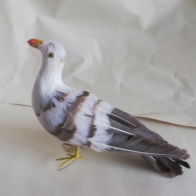 About 27cm Feathers Seagull Sea Bird Model Polyethylene& Feathers Seagull Bird Prop Home Decoration Toy Xmas Gift B2015
