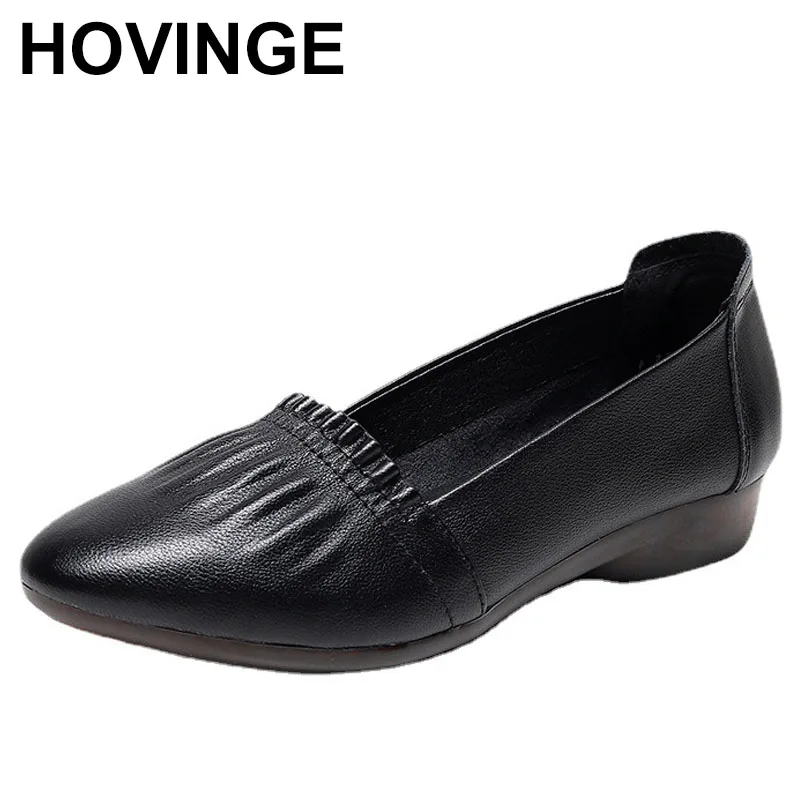 

Elegant Real Leather Ballet Flats Women Slip-On Moccasin Ladies Low Heel Office Shoes Comfortable Lazy Women's Footwear Size 41
