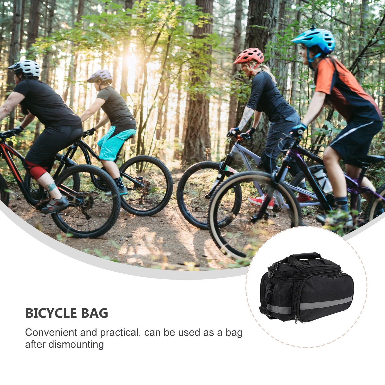 

Bike Rear Rack Bag Mountain Bike Large Capacity Waterproof Oxford Cloth Storage Pouch Reflective Safety Design