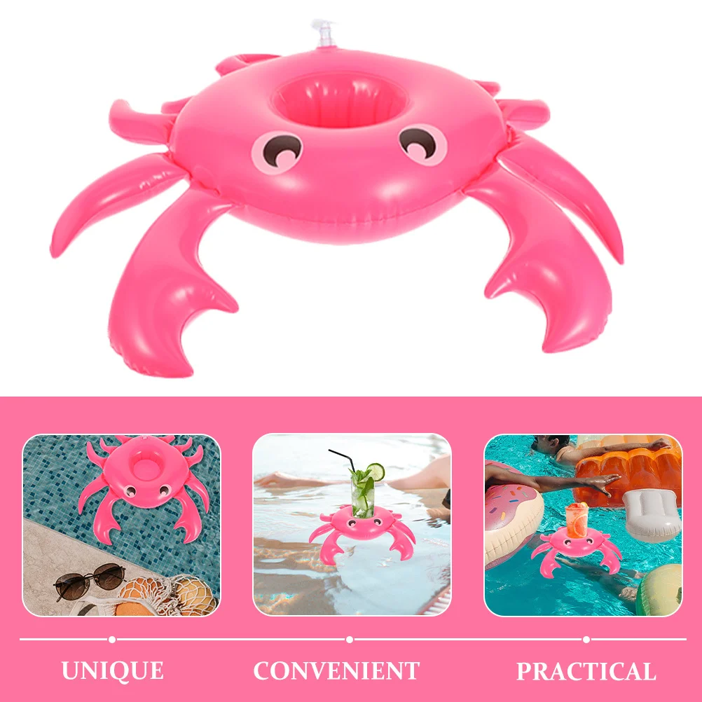 2Pcs Pool Floating Drink Holder Crab Shape Inflatable Cup Holder Floating Drink Float Pool Drinks Float Inflatable Cup Holders,