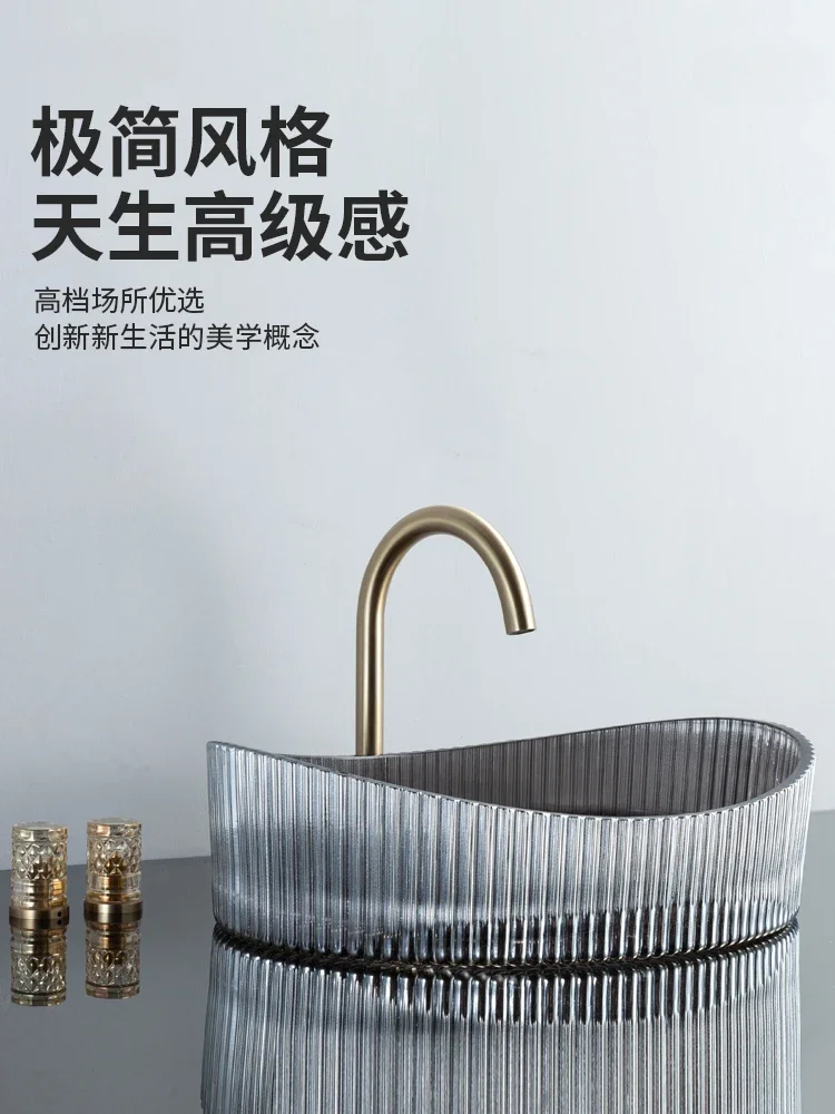 Stylish and simple style oval crystal wash basin pan flute series table basin