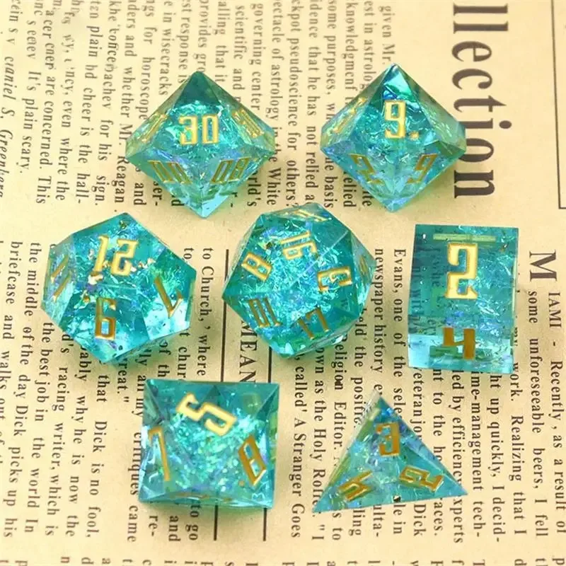 7pcs/SetAnimals Handmade D&d Dnd Dice Set Resin Galaxy Sharp Edge Sex Polyhedral For Dungeons And Dragons Dadi Dados Rol Rainbow