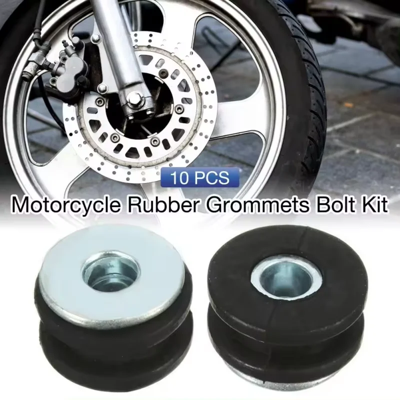 10 PCS Motorcycle Rubber Grommets Bolt Kit Motorcycles Side Cover Grommets Gasket Fairings Bolt Valve Cushion Accessories