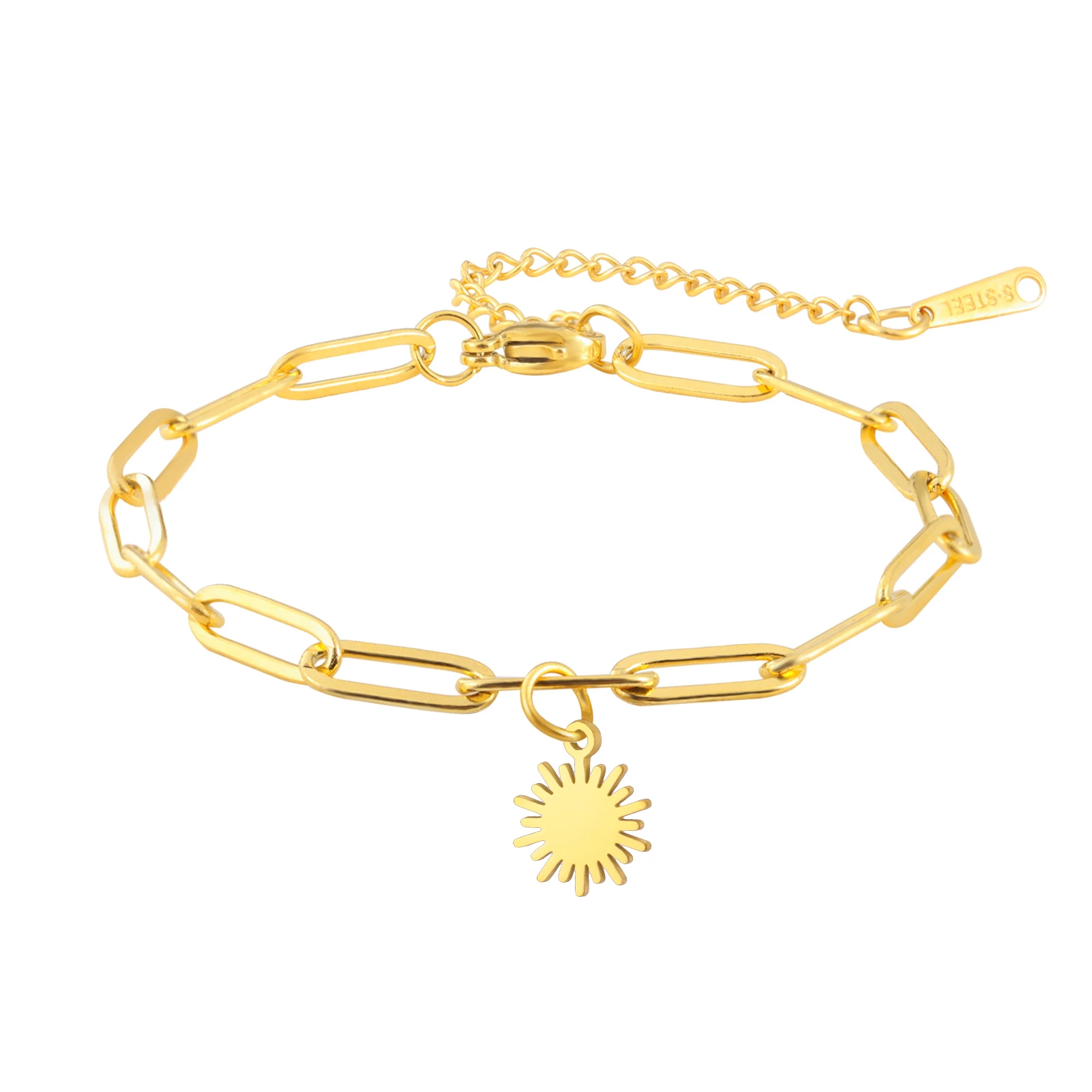 

Amaxer Bright Sunshine Bracelet for Women Girls Paperclip Chain Stainless Steel Jewelry Gift