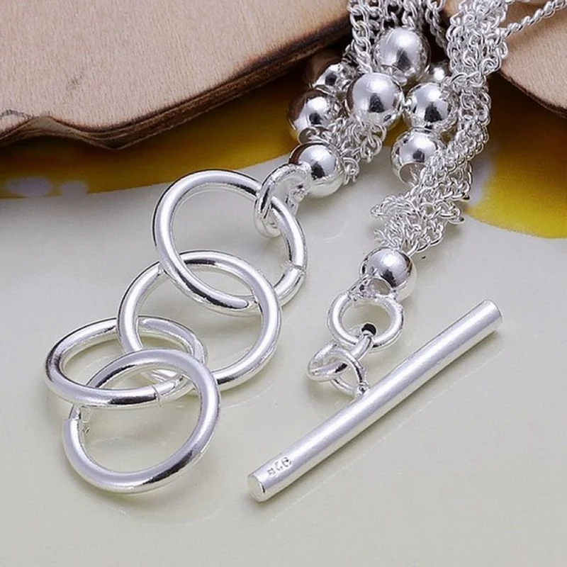 Fine 925 Silver Bracelet for women lady popular fashion Beads chain LINK charm  Jewelry Bracelets factory price