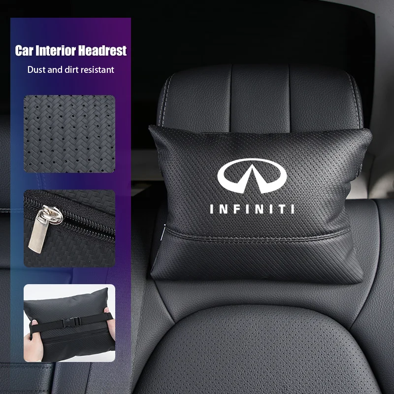 Leather Car Seat Headrest Pillow Neck Cushion Perforated Breathable Pillow For Infiniti Q50 FX35 Q30 G37 Q70 QX70 G35 Q60 QX50