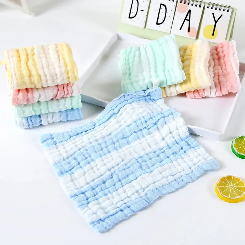 25x25cm Baby Solid Color Soft Pure Cotton Burp Cloths 6 Layers Newborn Infants Washing Face Towels Kids