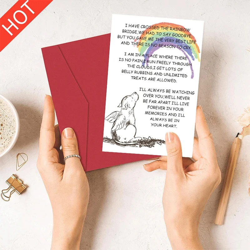 

Rainbow Bridge Pet Memorial Greeting Card Sympathy Card for Loss of Dog Pet Bereavement Condolence Card
