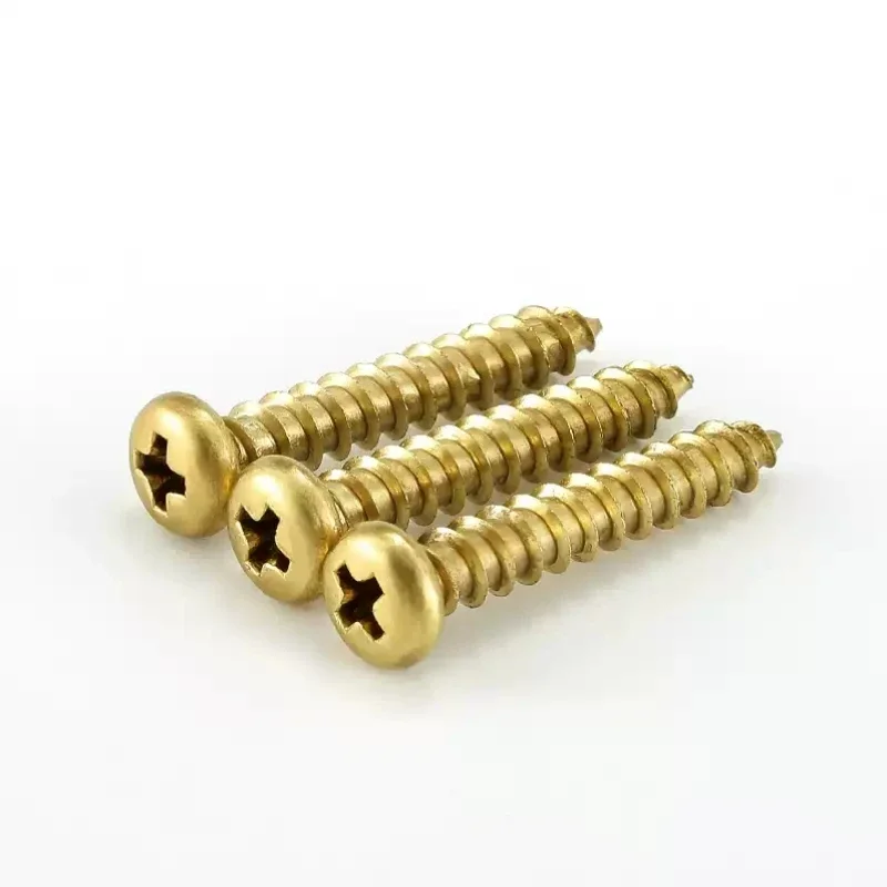 M3 M3.5 M4 M5 M6 Furniture Screw GB845 Brass Copper Cross Recessed Phillips Pan Head Self-tapping Screws Wood Screws