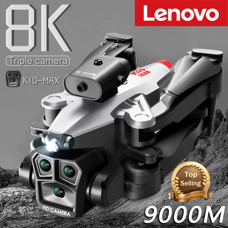 Lenovo-Dron K10ProMax 8K profesional, cámara Dual HD, GPS, evitación de obstáculos, megáfono remoto, cuadricóptero, juguete UAV RC 9000M