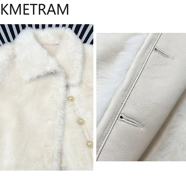 Natural Merino Wool Sheepskin Double Faced Fur Jacket Women Fashion Milky White Real Fur Coat Winter Woman Clothing 2025 abrigos
