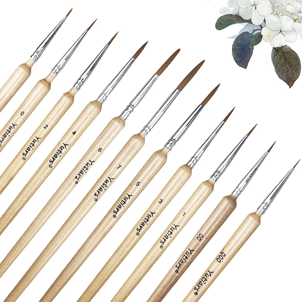 

11pcs Miniature Paint Brushes, Detail Tip Paint Brushes Set With Ergonomic Handle - Suitable For Acrylic Painting, Oil, Watercol