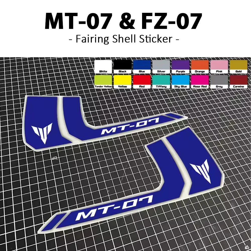

For YAMAHA MT07 FZ-07 Fuel Tank Curve Shell Sticker Decal Solid Color MT-07 FZ07 Motorcycle Fairing Shell Sticker Decal