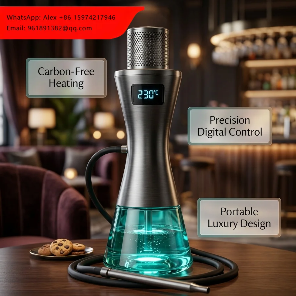 New Version Electric Hookah Portable Shisha Luxury Russia Hookah Shisha Set Carbon-free Hookah E-hookah Set