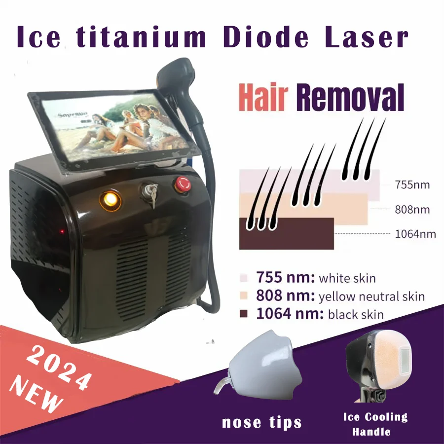 

High Power 3000W 808 Diode Laser Hair Removal for nose cochlea bikini moustache Freezing Point Painless Permanent Hair Removal