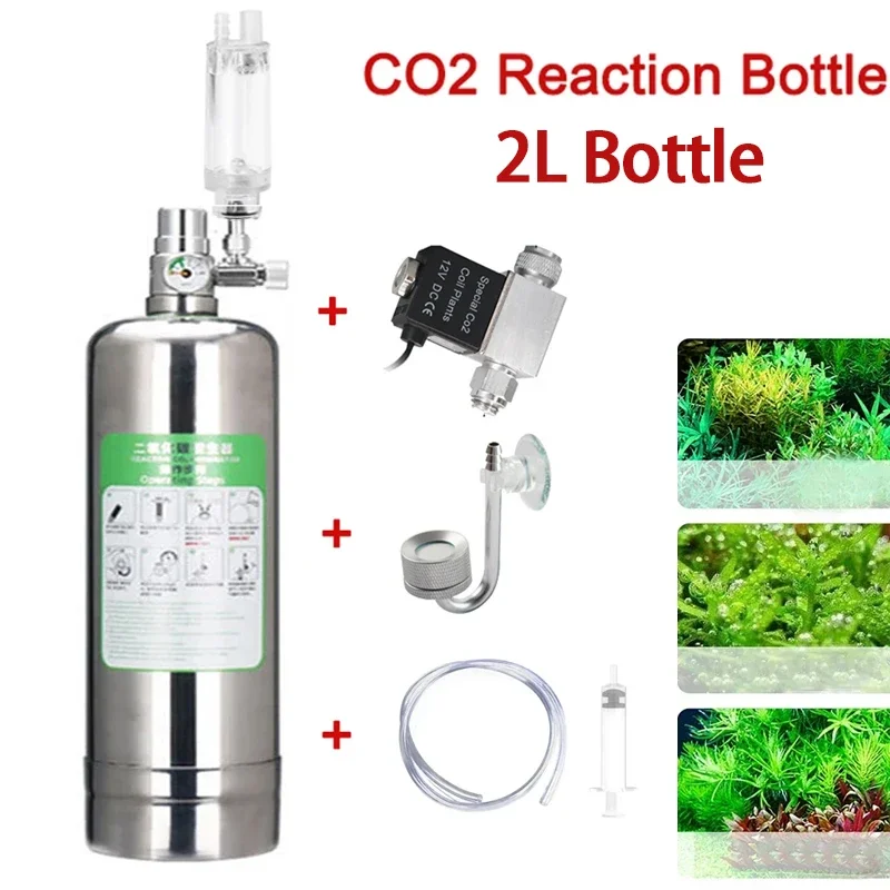 

2L CO2 Generator System Solenoid Valve Aquarium CO2 Cylinder Generator System Reactor Kit Bubble Diffuser For Plant Fish Tank