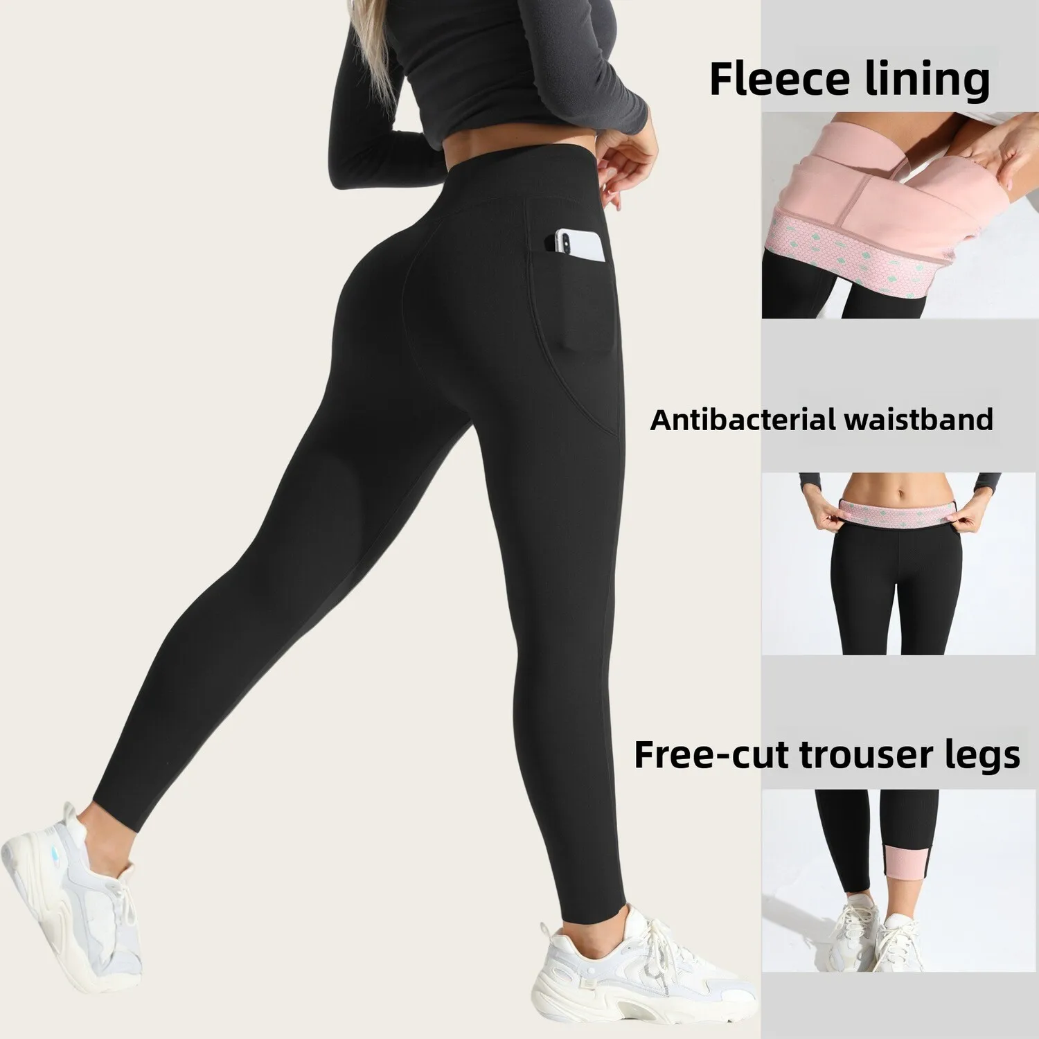 

Женские леггинсы на термофлисовой подкладке с высокой талией и карманами, зимние теплые толстые колготки для тренировок, мягкие брюки для бега для йоги