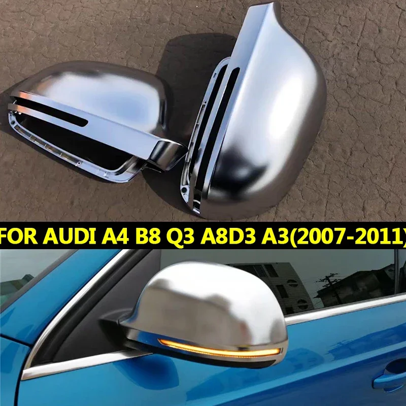 For Audi A6C6 4F S6 A4 A5 S5 B8 A3 Q3SQ3 A8D3 4E A4 Allroad Side Wing Mirror Covers Cap Silver Matte Chrome 2008 2009 2010 2012