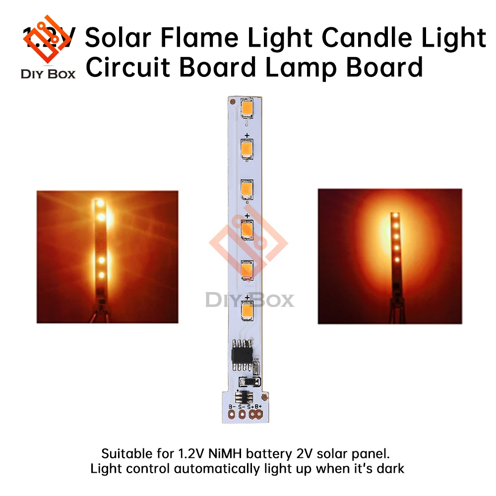 Auto-contido LED Solar Flame Light, Circuit Control Board, 1.2V, simulado Candle Lights, 12 LEDs