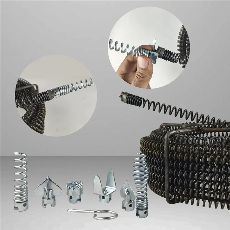 AAAN-Drainage Cleaner Combination Cutter Head Set Automatic Head Locking Head Suitable For Pipe Dredging Machine 14-Piece Set