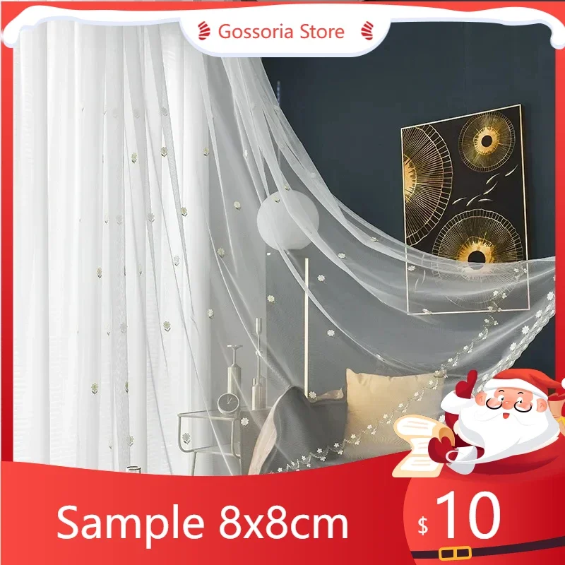 

SamplePastoral Style Embroidered Sheer Curtains American Style Window Tulle Balcony Bedroom Bay Window White Tulle Curtains