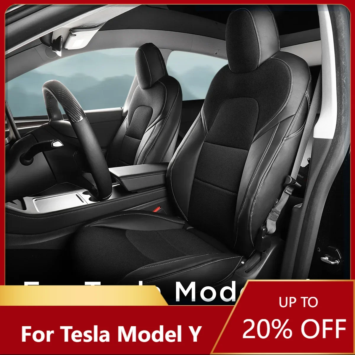 

New！ Microfiber Leather Car Seat Covers For Tesla Model Y Breathable All-Inclusive Seat Protective Mat Interior Accessories