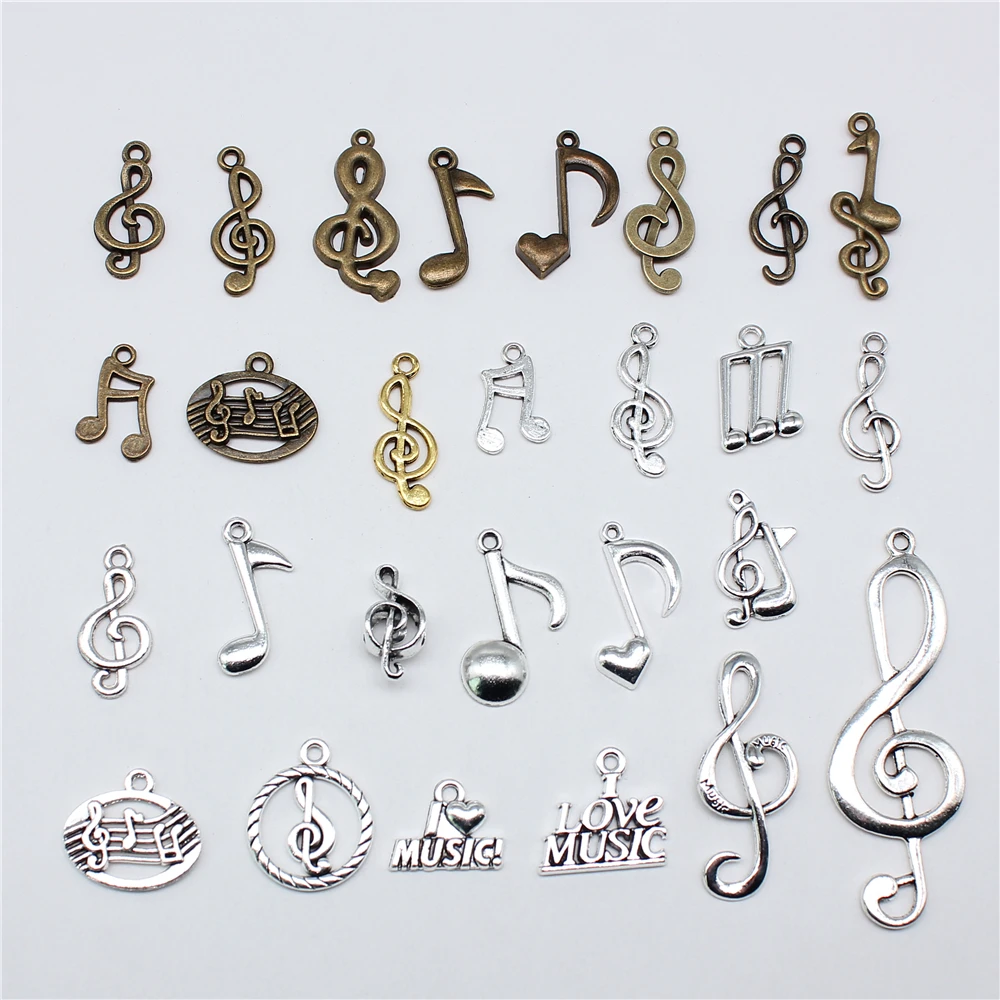 20 sztuk muzyczne Charms nuta Charms do tworzenia biżuterii antyczne srebro kolor DIY rzemiosło dokonywanie ustaleń ręcznie robiona biżuteria