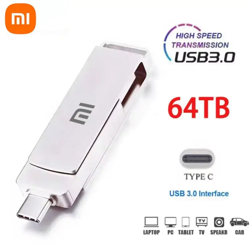 Xiaomi 16TB USB 3.0 Flash Drive U Disk Type-C Interface High Speed 1TB Large Capacity 512GB 256GB Metal Pendrive Memoria Stick