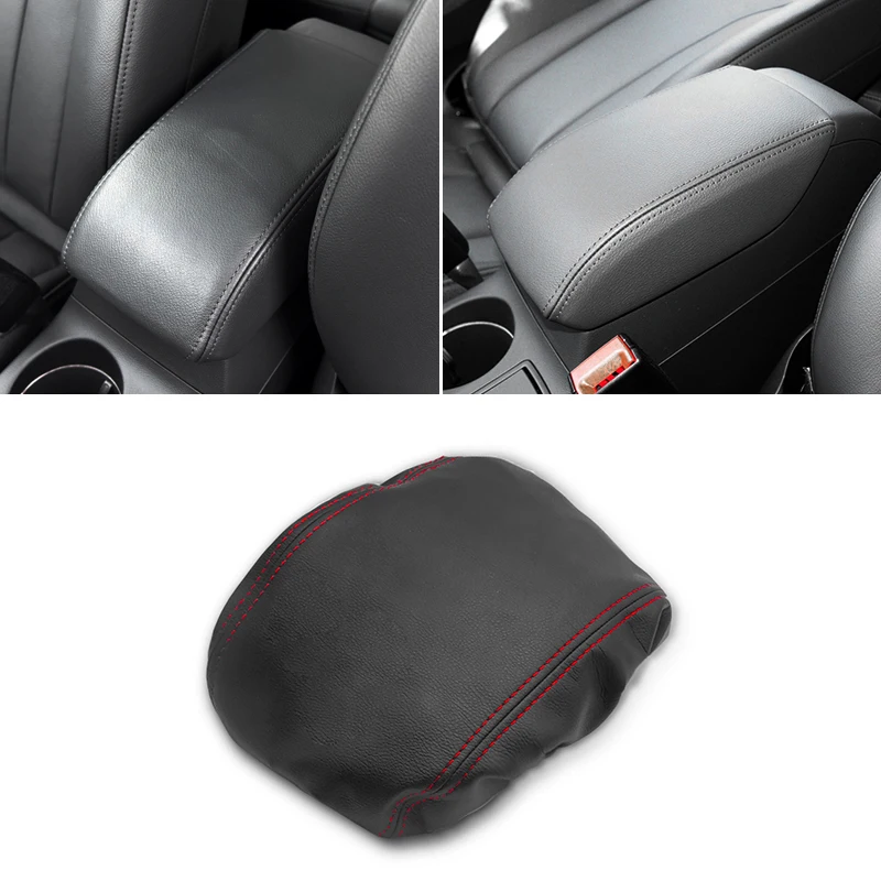 Microfiber Leather Center Console Armrest Box Cover Trim With Elastic Band Fit for Audi Q3 2013‑2018 Car Interior Accessories