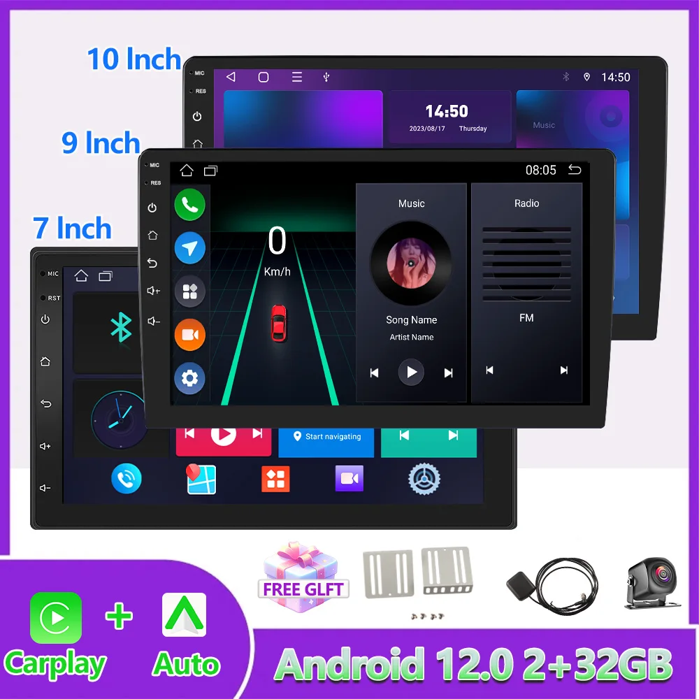 BOSSCAR 2 Din Android 12 4G NET 7/9/10.1 Inch Car Radio Multimedia Video Player 2Din Navigation GPS FM for Nissan Kia Honda VW