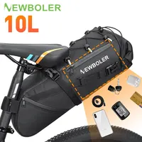 NEWBOLER-bolsa para bicicleta impermeable, 10L, gran capacidad, bolsa para SILLÍN de bicicleta, bolsa trasera plegable para ciclismo, maletero de bicicleta de montaña y carretera