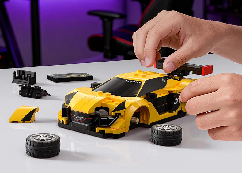 1:24 Maßstab Frankreich Classic Champion Raing WRC Rallyeauto Maxi Turbo Baustein Sport RS.01 Ziegel Supersportwagen Spielzeug für Jungen Geschenk – Detail 6