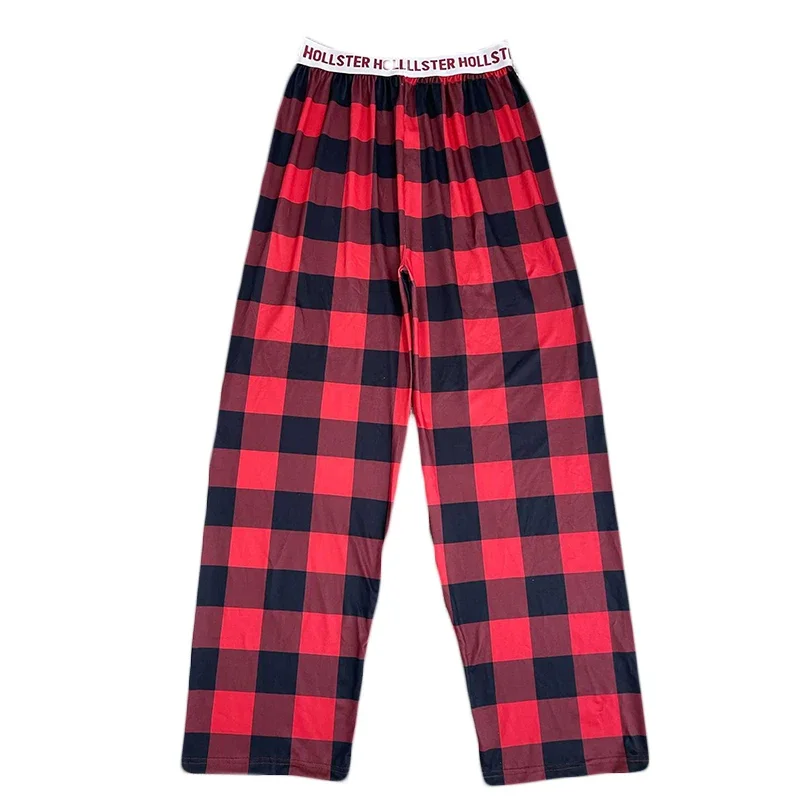 Walking Pants with Grid Pattern Letter Sleepwear for Women's Summer New High Waisted Loose Casual Versatile Home Pants That