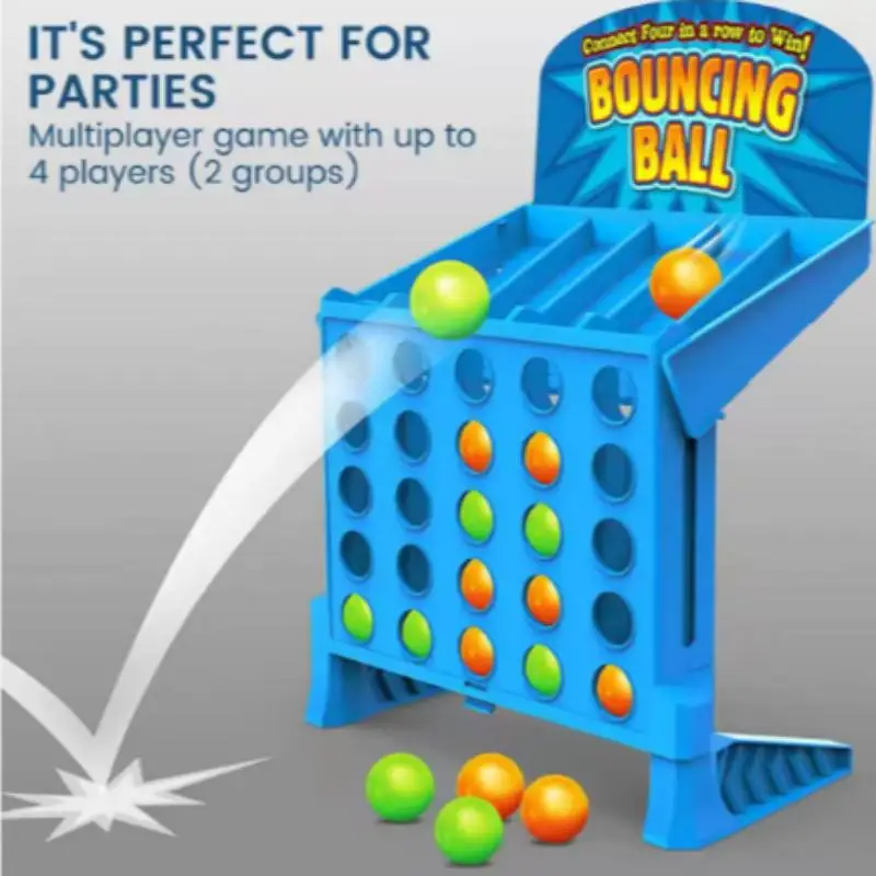 Bouncing Linking Shots Board Game, Connect 4 Shots Bounce Ball Shooting Game, Portable Desktop Party Puzzle Toy Parent‑Child Int