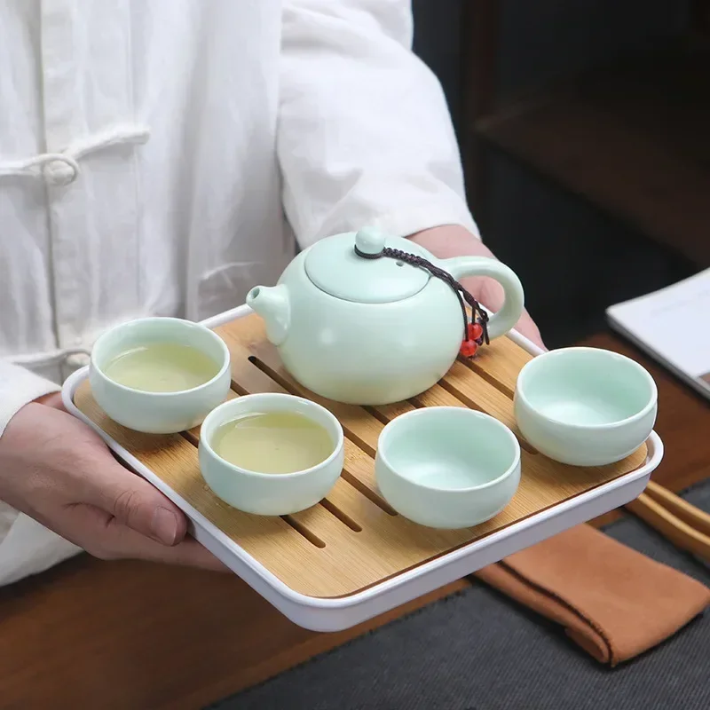 Ceramic Matte Travel Tea Set Cultural and Creative Portable Kung Fu Teacup Cups Set Chinese Tang