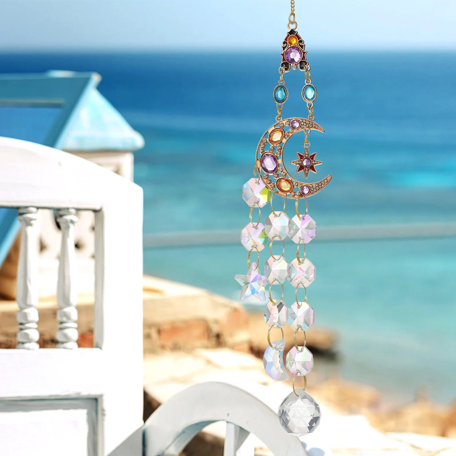 

2Pcs Solar Crystal Sun Catcher Vibrant Hanging Hanging naments From Ceiling Decor Novelty Garden naments Home Decorations