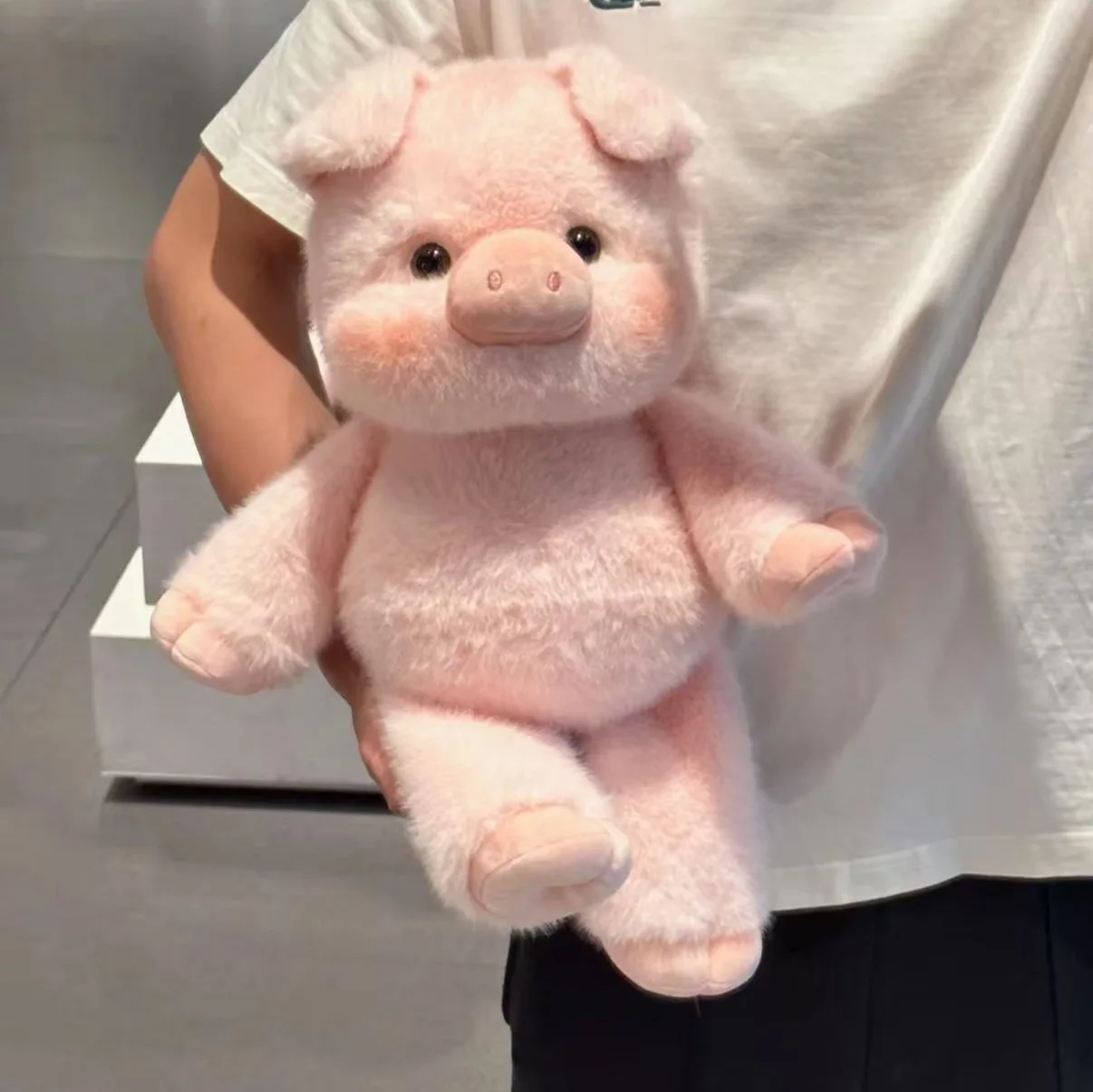 

Pink Pig Plush Toy Soft Fluffy Stuffed Doll Cute Pig Plushie Pillow Cuddly Sleep Companion Comforting Toy For Bedroom Decor