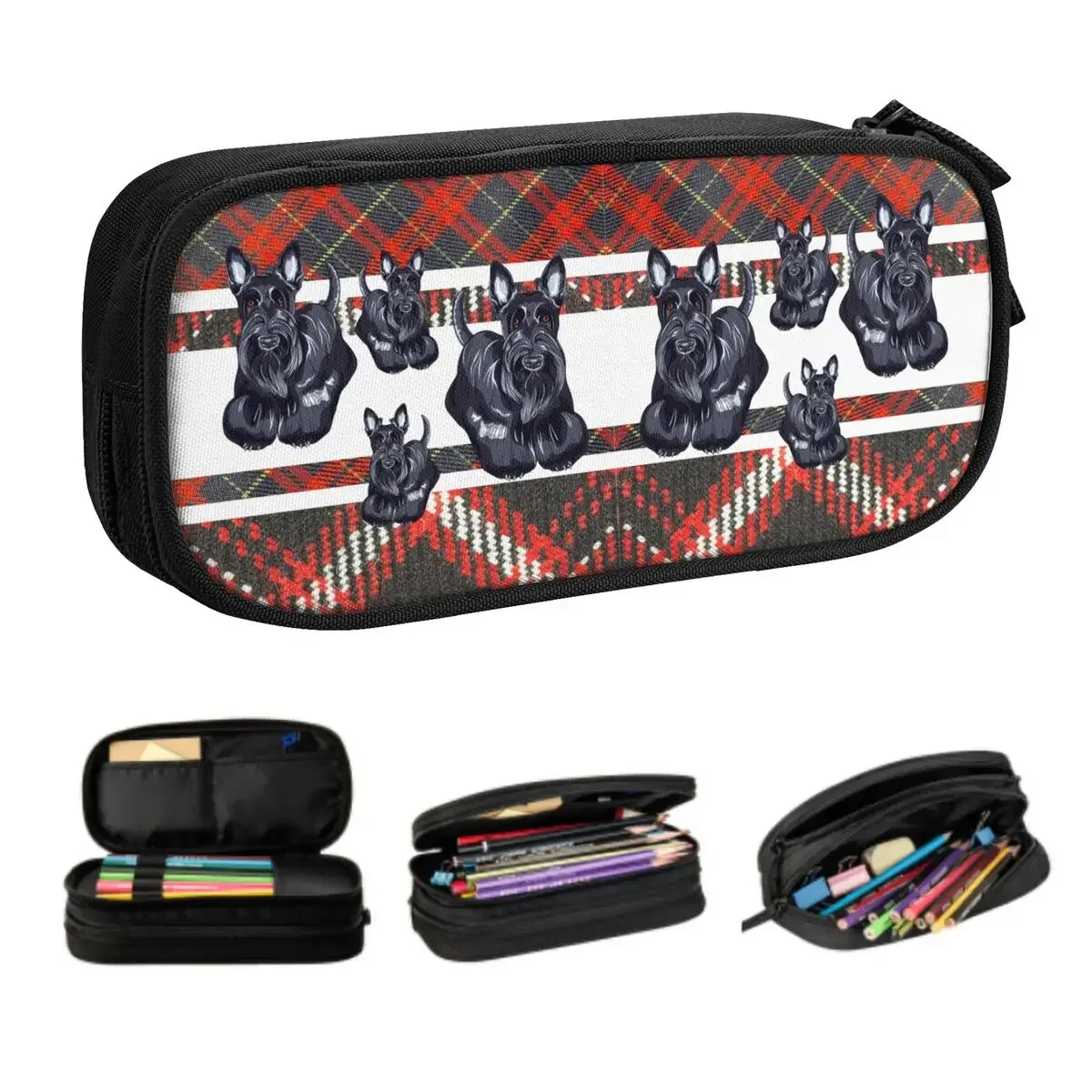 Scotty's Have Tartan Taste Cute Pencil Cases Boys Gilrs Large Capacity Dog Scottie Pencil Pouch Students Stationery