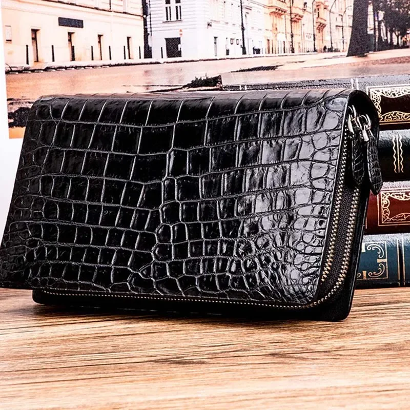 

yinshang crocodile leather men clutch bag men business Double zipper new Cross section fashion Men's handbags