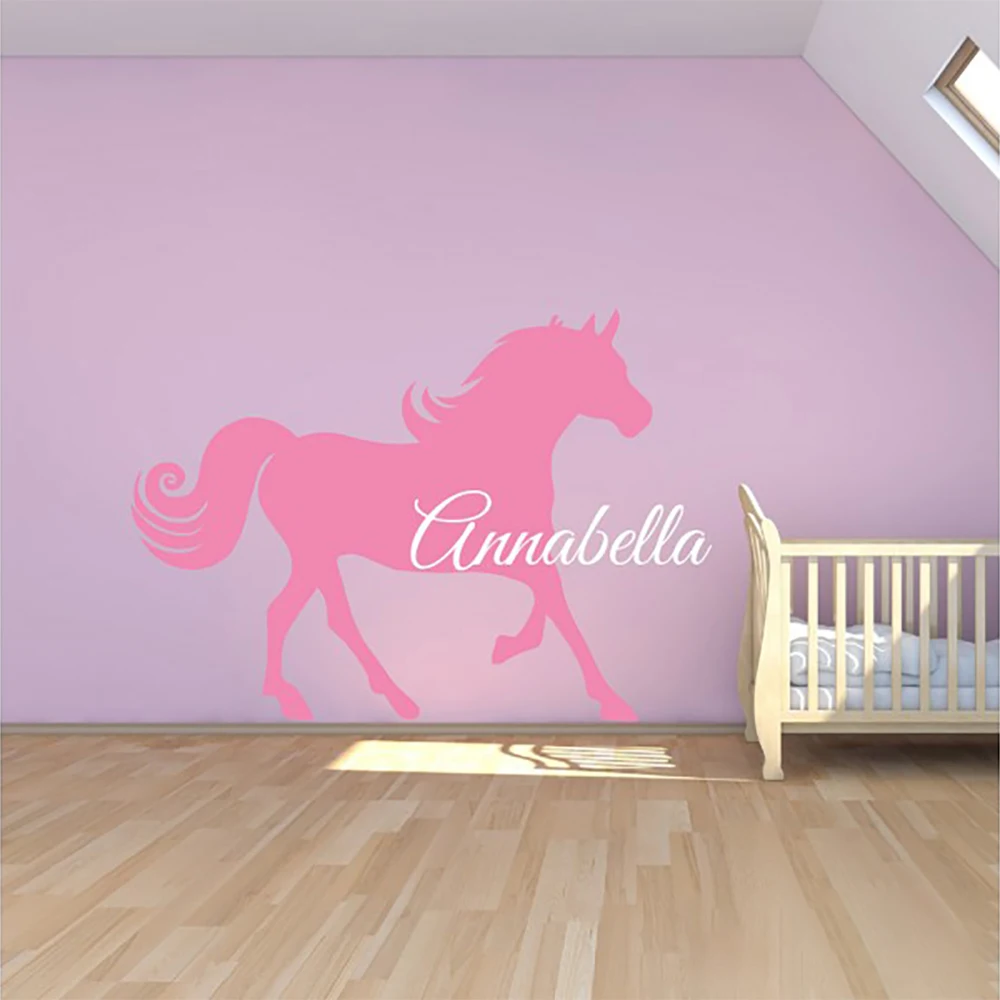 DECALYANG  Bedroom background wall vinyl home decoration with horse wall stickers personalized name  wall decor P-18