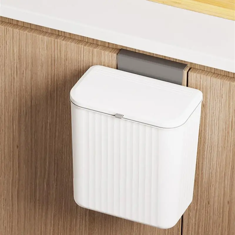 Wall Mounted Kitchen Trash Can Large Capacity Kitchen Garbage Cans with Lid Hanging Trash Bin for Bathroom Cabinet Door