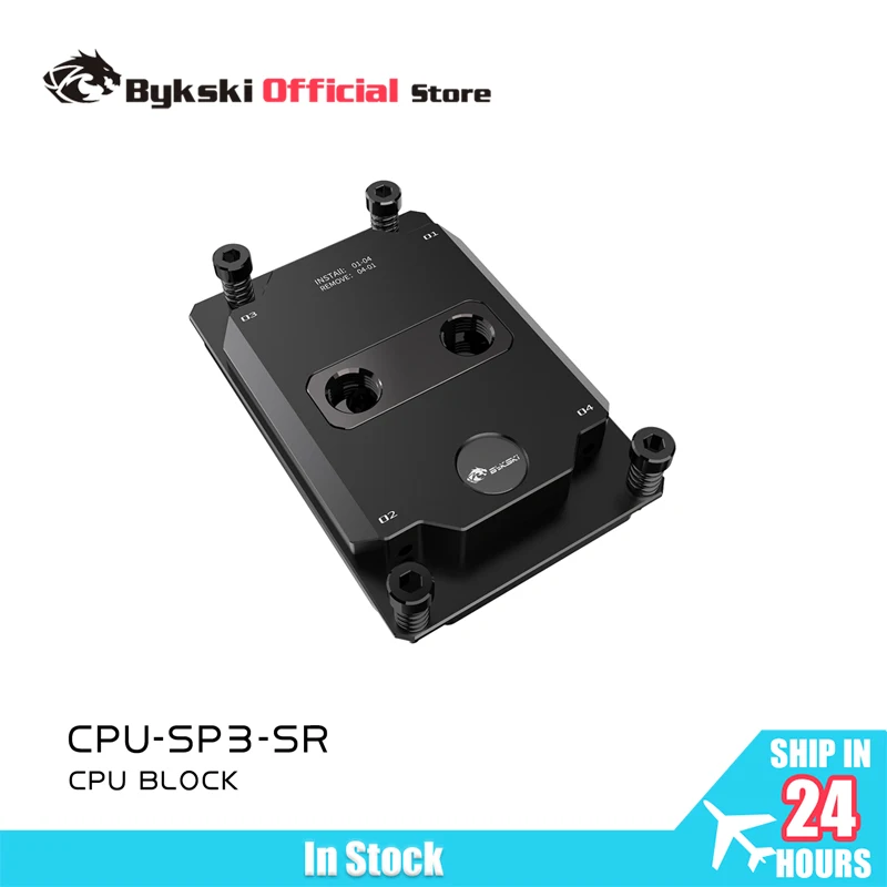 บล็อกน้ำระบายความร้อนซีพียู Bykski สำหรับซ็อกเก็ต AMD TR4 ซีพียูทรงสี่เหลี่ยม / ระบบระบายความร้อนด้วยน้ำแบบหม้อน้ำโลหะทองแดง / CPU-SP3-SR