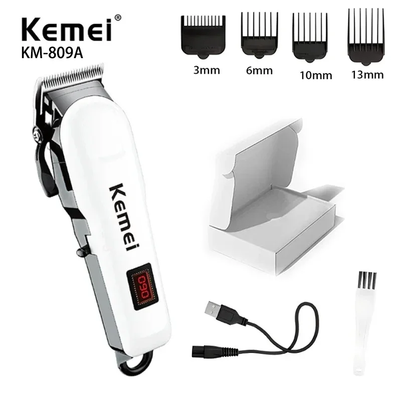 Kemei-809A Professional Hair Trimmer Adjustable Electric Cord Cordless Hair Clipper For Men Haircut Machine Led Display