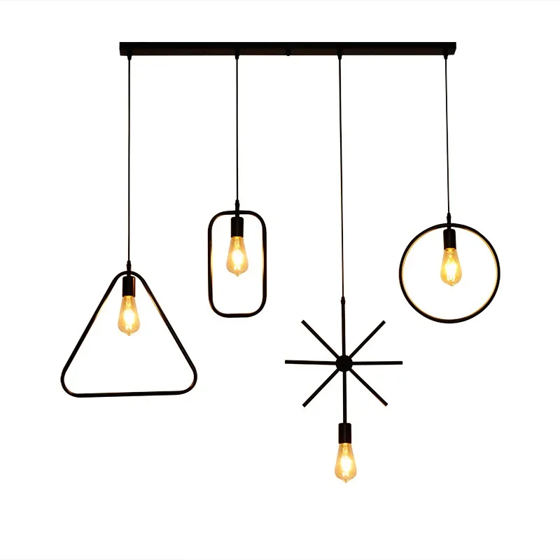 

Nordic simple bar lamp loft clothing store creative personality retro wrought iron geometric art coffee restaurant chandelier