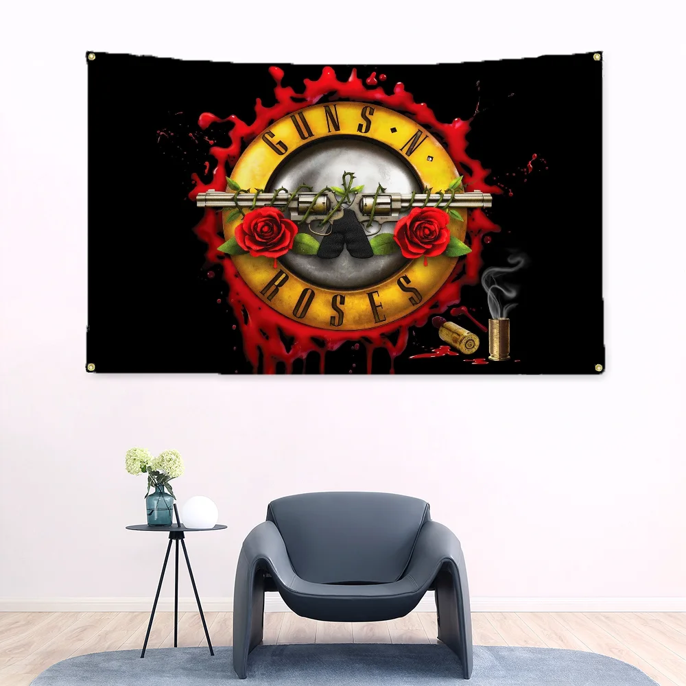 

Axl Rose Flag to Hang Guns Roses Band Flags for Bedrooms Fall Decor Rock Music Art Custom Home Decoration Outdoor Garden Banners