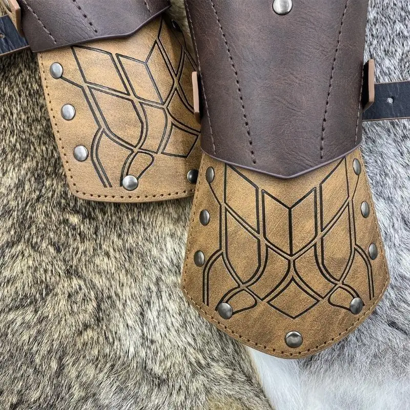 

N5KB Historical Arm Guards Roleplay Arm Gauntlets Vintage Armband Medieval Arm Guard Festival Costume PU Leather Arm Bracers