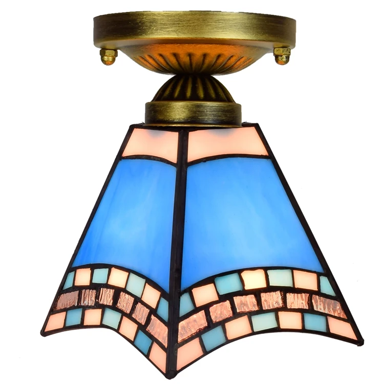 Tiffany Lamp Small Glass Crystal Lights Modern Flush Mount Pendant Fancy Luxury Fixtures Lighting Ceiling Light